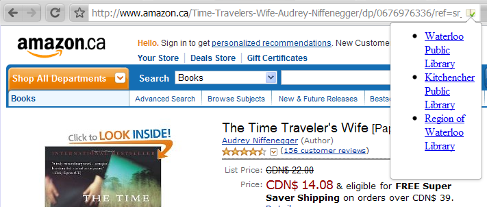 found_tttw Library Lookup finds The Time Traveler's Wife