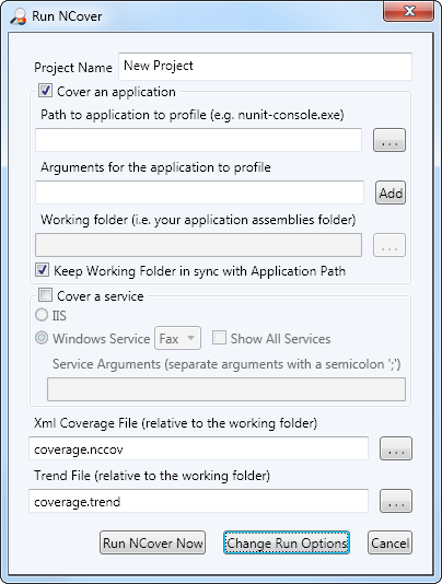 RunNCover NCover options