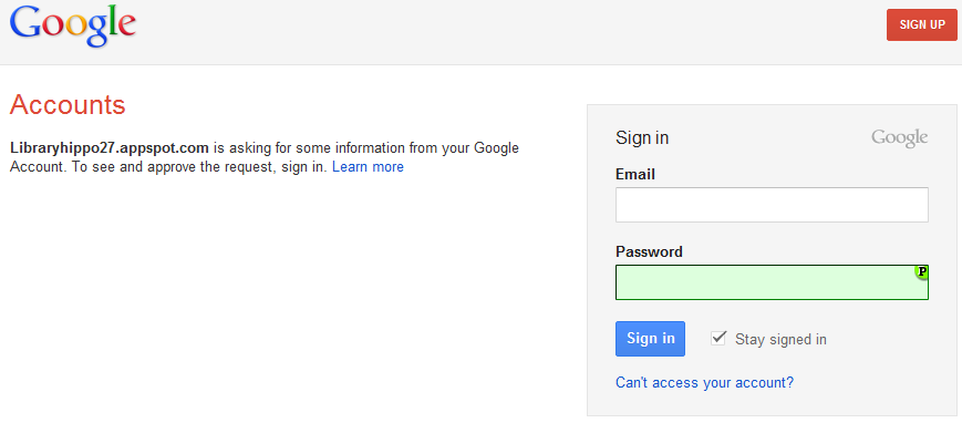 federated Google login page